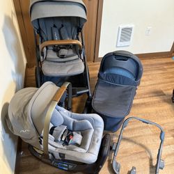 Nuna Mixx Next Stroller and car seat and bassinet 