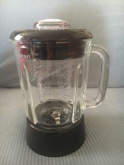 Cuisinart 48 oz Glass Pitcher Blender Jar w/ Lid & Blade Black Round 6 Cup
