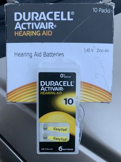 Duracell Activair hearing aid batteries 10 packs of 6 batteries