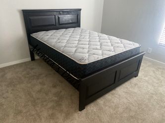 Queen Solid Wood Bed With Mattress $540