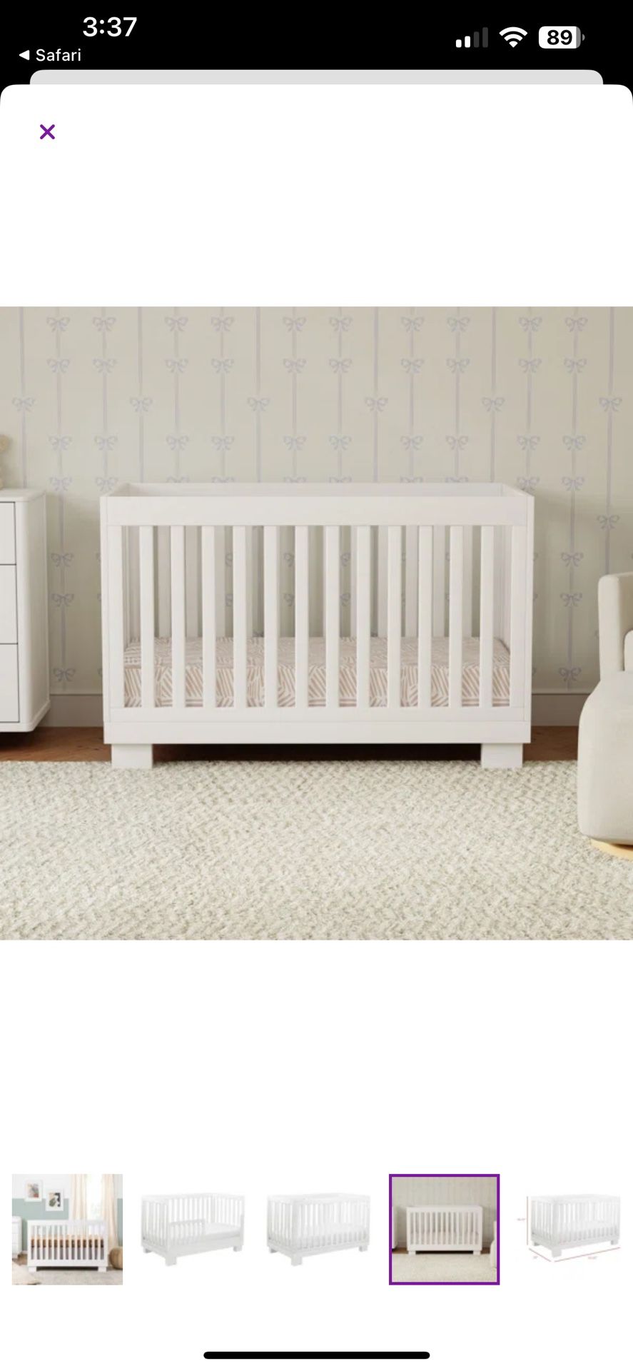 White 3 In 1 Crib