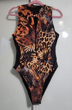 Nova Swim Sz L Tropical Leopard Swimsuit EUC