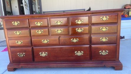 Large Wood Dresser with Brass Hardware