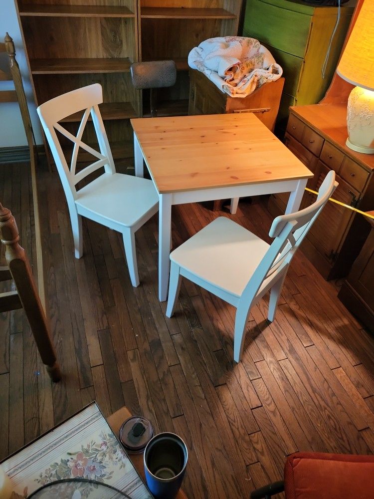 Wooden Table w/ 2 Chairs