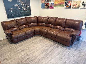 Huge Leather Sectional Double Recliner