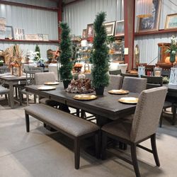 Rustic Yet Elegant 8 Chair Dining Room Table Set 