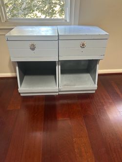 Pair of Light Blue Wooden Nightstands