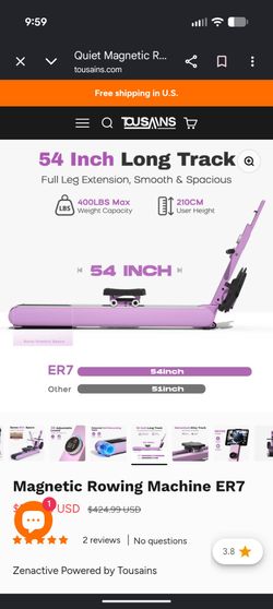 Magnetic Rowing Machine ER7 - Mauve