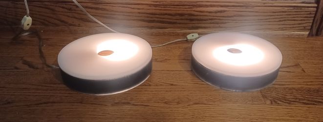 Custom acrylic lighted display bases 8 in diameter, 2 @ $20 Ea r