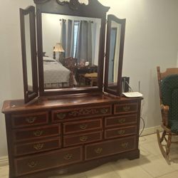 Ornate Dresser Vanity + Bed Frame 