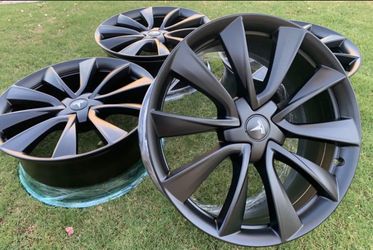 20" Factory OEM Tesla Model 3 Performance Stilleto Sport Wheels Rims Matte Satin Black