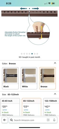 ASHLEYRIVER Room Divider Tension Curtain Rod,Tension Shower Window Curtain Rod,No Drilling,Very Secure-83-122 Inch