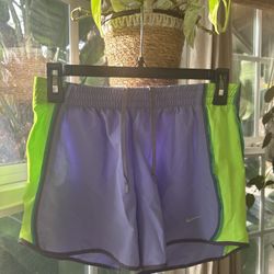 Nike Dri-FIT Running Shorts | Purple + Neon Green | Size S