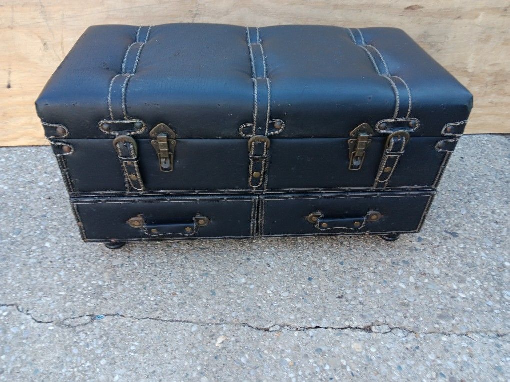 Leather Storage Chest With Drawers