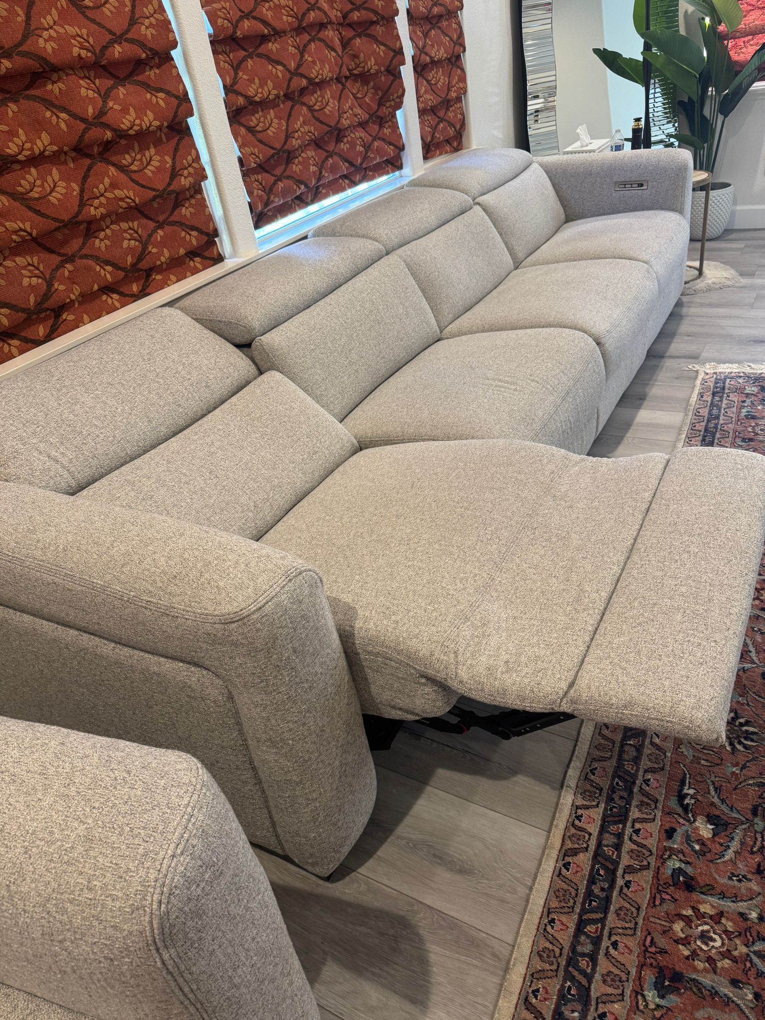 Living Spaces Power Reclining Couch – 4 Recliners, USB, Warranty