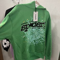 Green Rhinestone Sp5der Hoodie