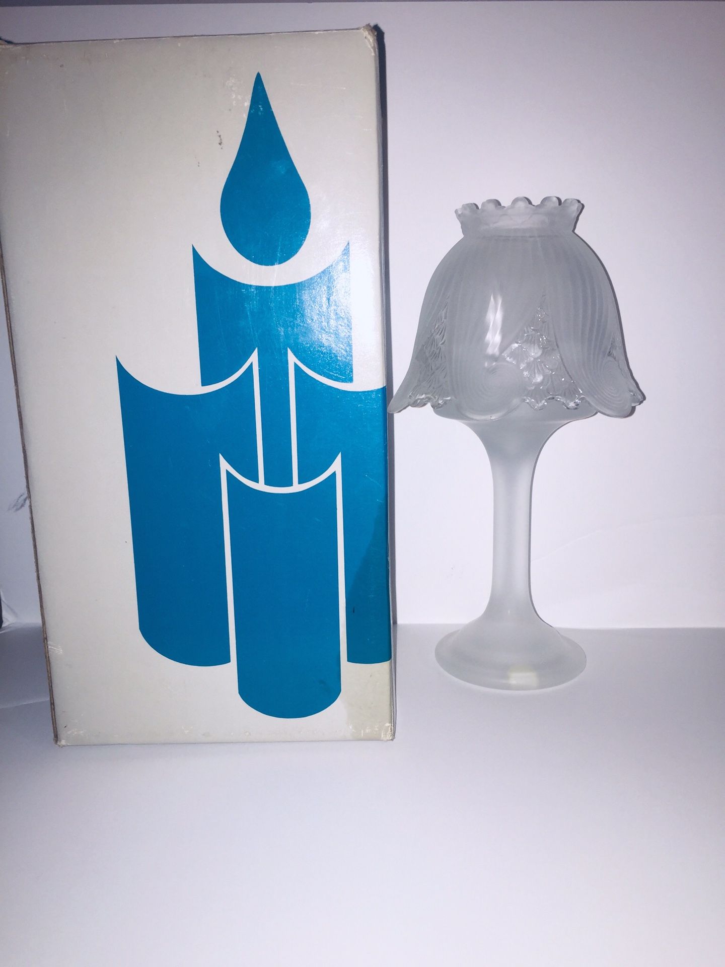 Partylite Clairmont Tealight Candle Holder Lamp Shade & Base 2 pc Frosted Glass