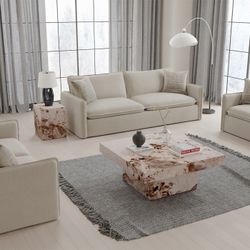 COFFEE TABLE NATURAL ENGINEERED STONE FINISH  (AC) $399 END TABLE $179  