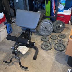 Complete Bench Set Up. (Olympic weight bench.)