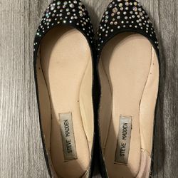 Steve Madden Black Rhinestone Flats