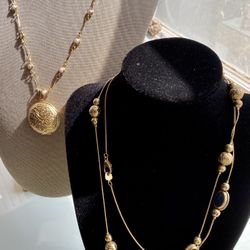 Lot Of Two Gold Tone Necklaces Locket And Chain Style