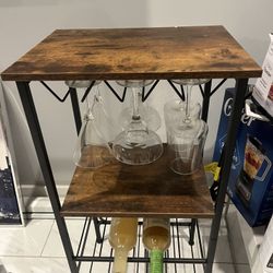 Small Wine Shelf With Glass Holder 