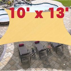 Rectangle Sun Shade Sails for Patios 10 x 13 ft Sun UV Blocking Outdoor Canopy, Sunshades for Backyard