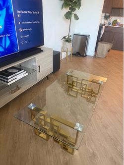 Beautiful gold glass table.