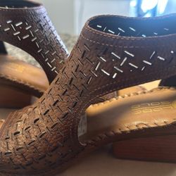 Brown Real Leather Wedges