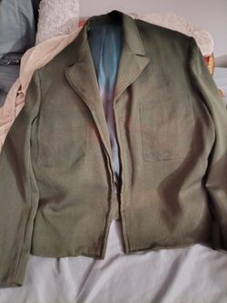 Vintage 1940s Eisenhower Green Wool Military Jacket Fits Like A Size 40 Chest Modified.