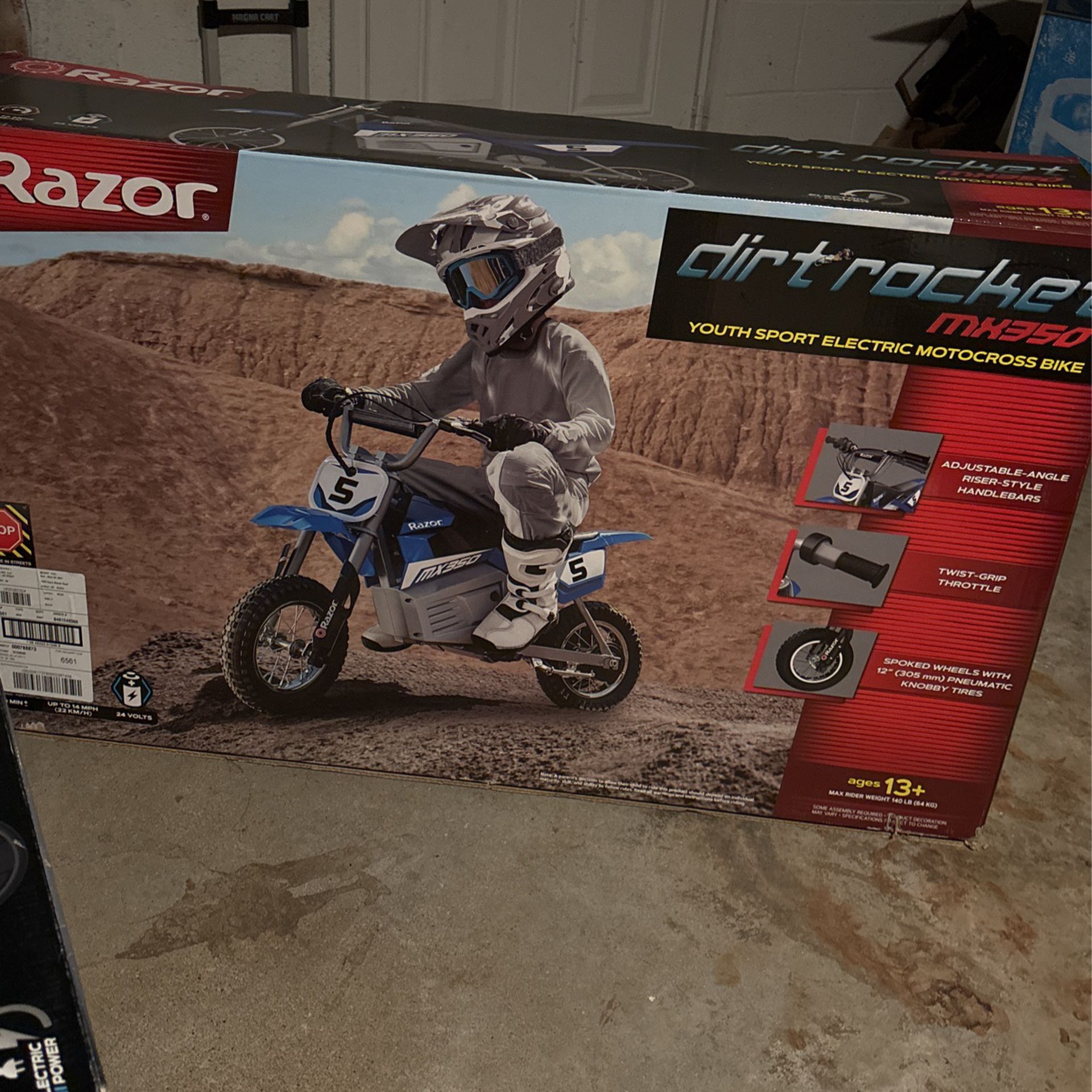 Razor - MX350 Dirt Rocket eBike - 14 mph Max Speed - Small - Blue