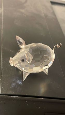 Swarovski Pig Lead Crystal Signed S Var 2 Med Faceted Miniature Wire Tail