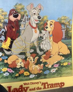 Vintage ORIGINAL Walt Disney’s “LADY AND THE TRAMP” 22in x 28in MOVIE Poster 👀(please read description)