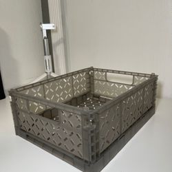 Collapsible Plastic Storage Crate - Stackable Mini Organizer Basket