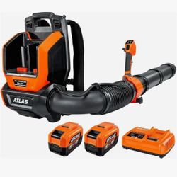 Atlas 80v brushless dual port backpack blower with batteries and charger