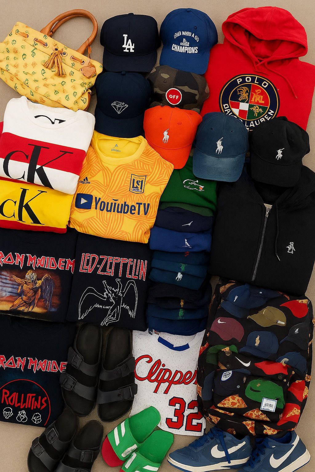 Huge Men’s Clothing & Shoes Lot – Polo, CK, Nike, Hats, Graphic Tees, Backpack – Bulk Only
