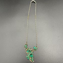 Vintage HOLLYCRAFT COPR1953 Mid Century Green Rhinestone Necklace