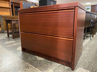 MAGNA Dark Red Wood Finish 2-Drawer Filing Cabinet