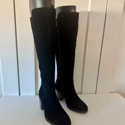 NEW Lucky Brand Bonnay Size 6 Women's Black Suede Knee-High Boots