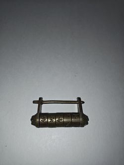 Chinese Vintage Antique old Style Password Brass Carved Word Padlock Lock Decor