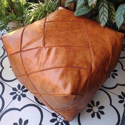 Faux Leather Ottoman Pouf