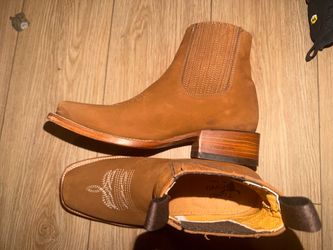 Tan Leather Western Ankle Boots
