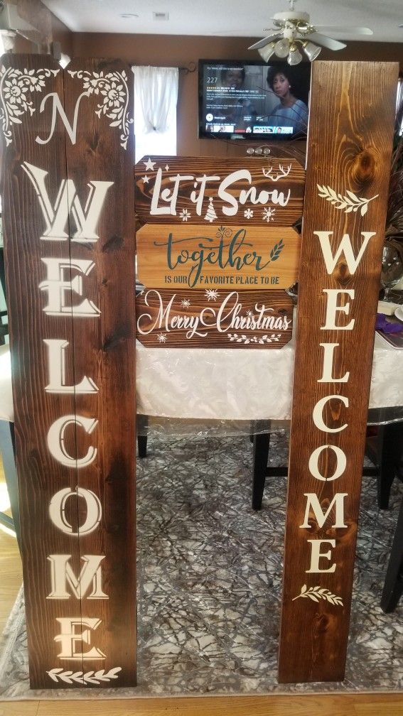 Personalized Wood Signs made with  Cedar or Pine Wood. Stained And Treated. Call (contact info removed) David For Details.