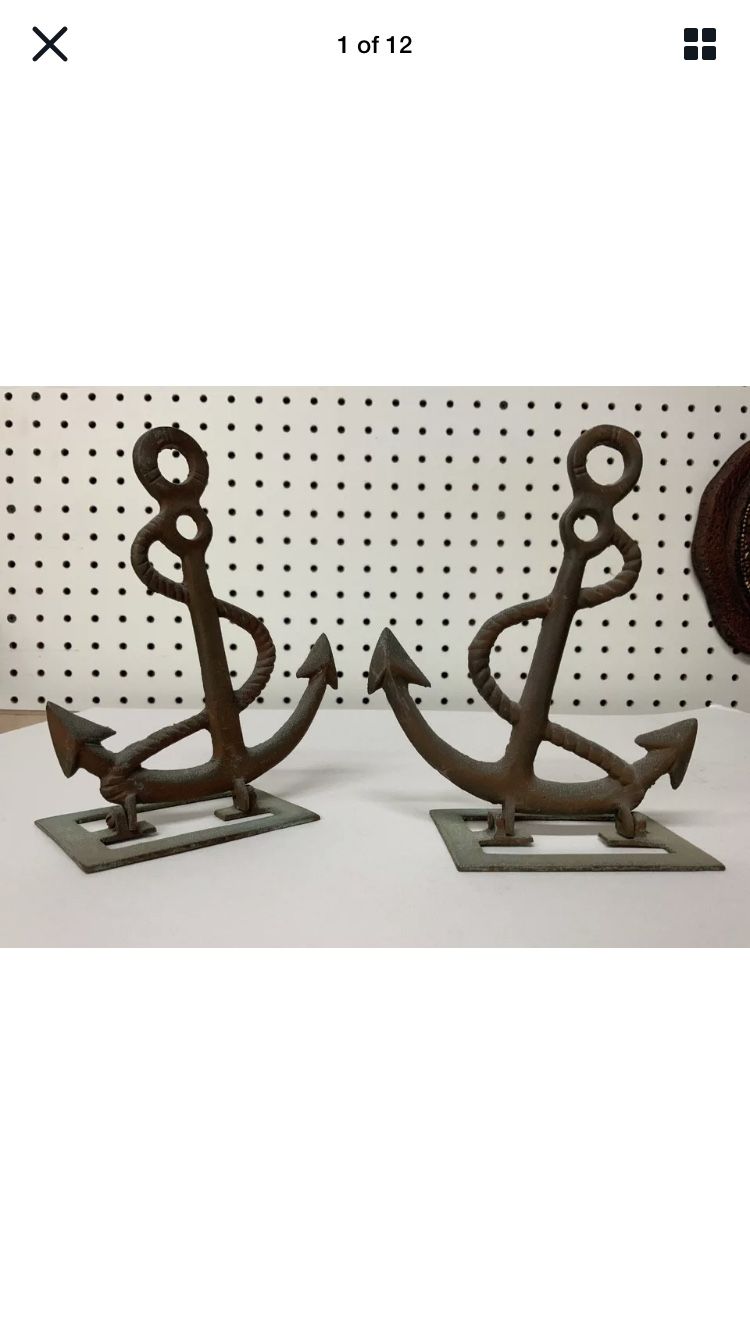 Vintage metal anchors figurines bookends wall hangings