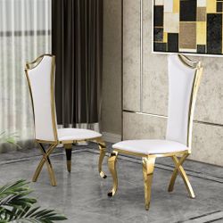 Gold Stainless Steel Frame On White Faux Leather