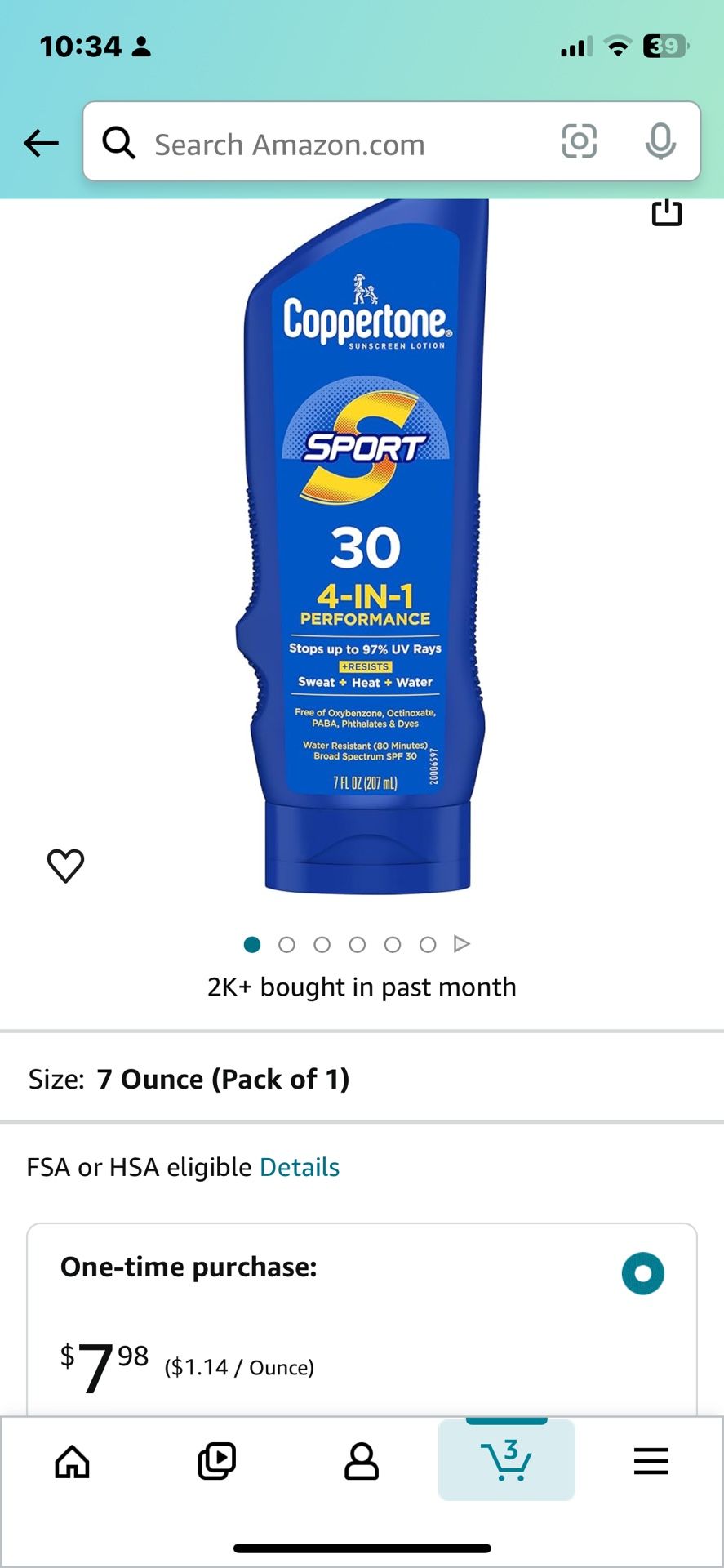 CopperTone Sunscreen Sport 30 SPF