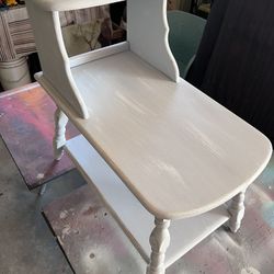 Vintage Shabby Chic  Style Multi-tiered End Table In Distressed Grey And White