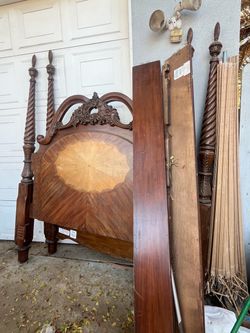 Ornate Wood Four-Poster Bed Frame