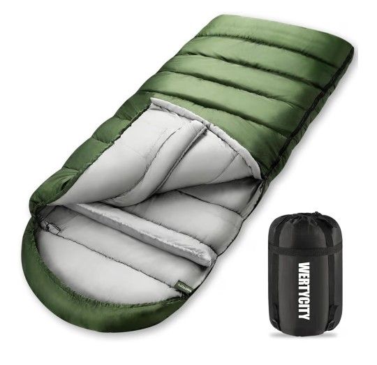 WERTYCITY Sleeping Bags for Adults Cold Weather & Warm, Lightweight Compact Camping Backpacking Sleeping Bag for Kids Girls Boys with Compression Sack