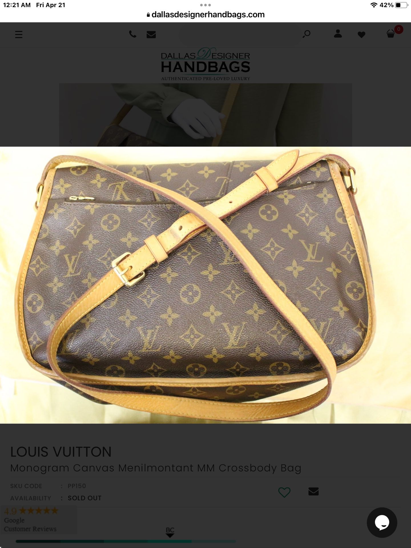 Beautiful LV Bag, Gm Size,hard To Find!Mentiliment For Sale Or